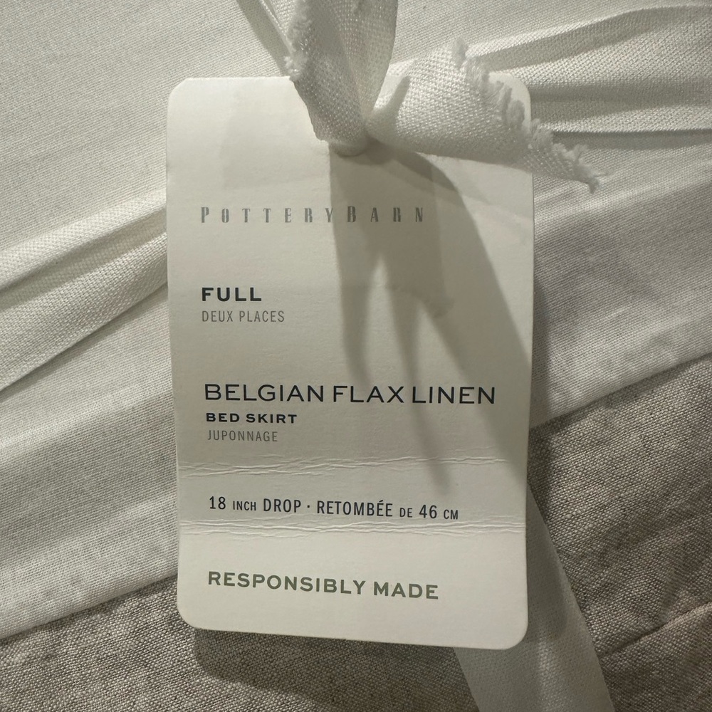 NWT Pottery Barn Belgian Flax Linen Bedskirt Full 18 inch drop - Picture 3 of 7